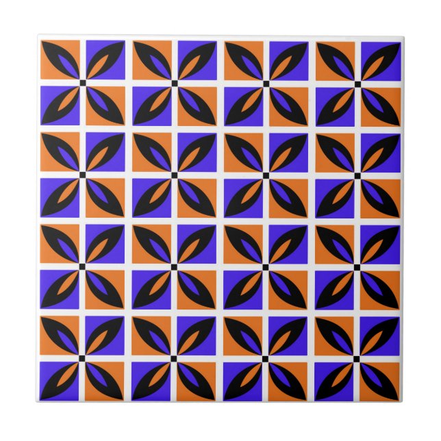 Bold geometric floral design tile (Front)