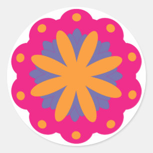 Bold Geometric Flower Design Classic Round Sticker