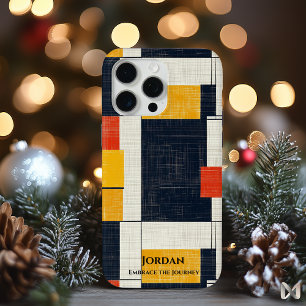 Bold Geometric Grid – Red, Yellow, and Black iPhone 15 Pro Max Case