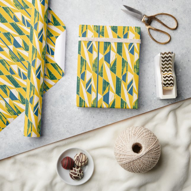 Bold Geometric Mid-Century Modern Pattern Wrapping Paper (Crafts)
