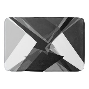 bold geometric monochrome retro abstract art bath mat