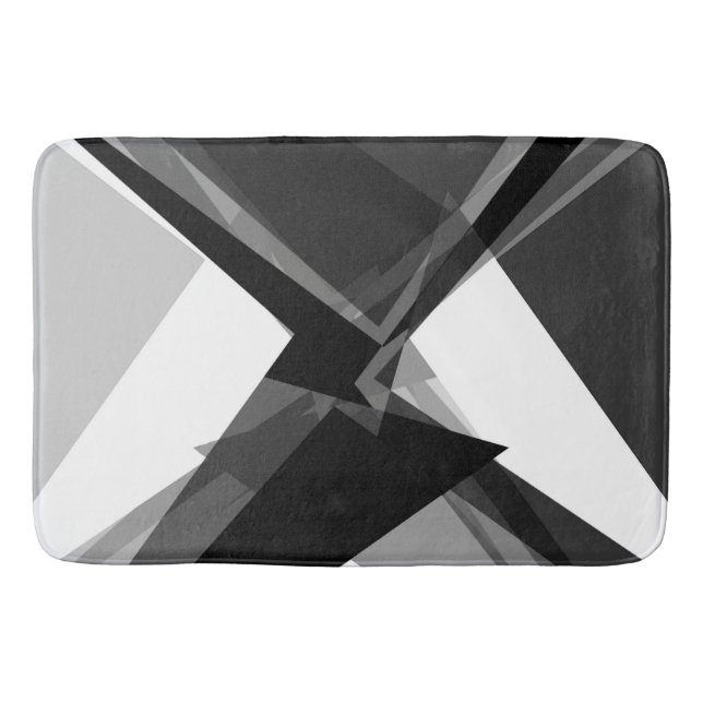 bold geometric monochrome retro abstract art  bath mat (Front)