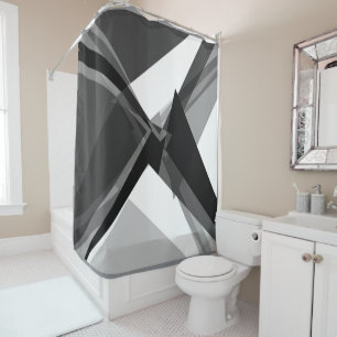 bold geometric monochrome retro abstract art  shower curtain