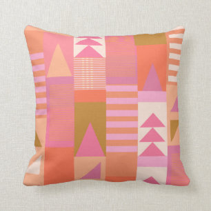 Bold Geometric Pattern in Pink and Orange Cushion