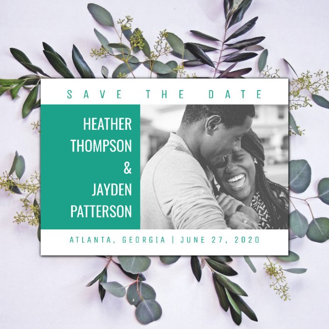 Bold Geometric Photo Save the Date | Arcadia Green (Arcadia Green Bold Geometric Photo Save the Date)