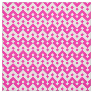 Bold Geometric Pink and White Chevrons Fabric