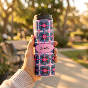 Bold Geometric Pink, Purple & Blue Retro Style Thermal Tumbler