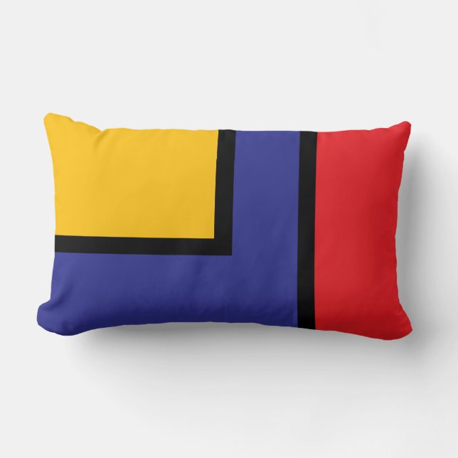 Bold Geometric Primary Color Block Abstract Lumbar Cushion (Front)