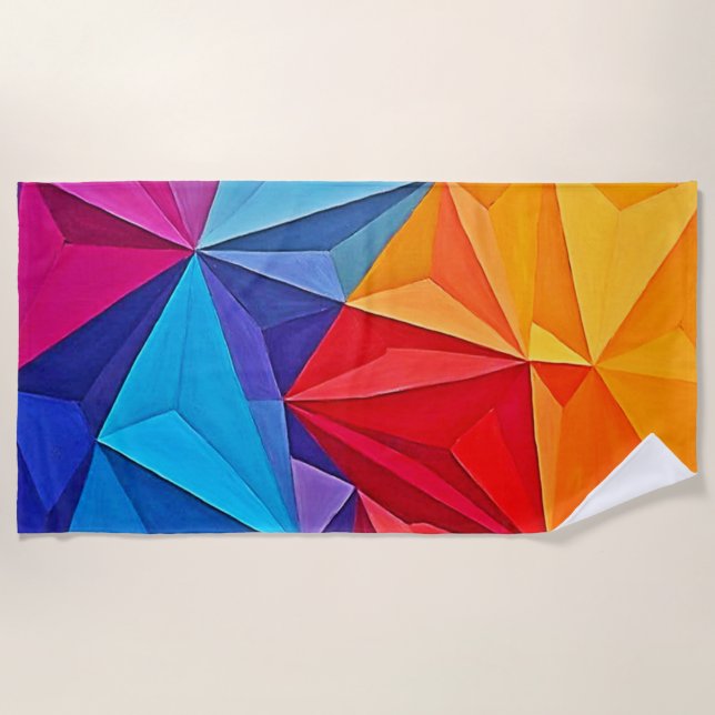 Bold Geometric Prism Abstract Art Beach Towel (Front)
