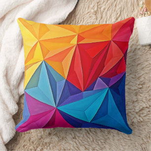 Bold Geometric Prism Abstract Art Cushion
