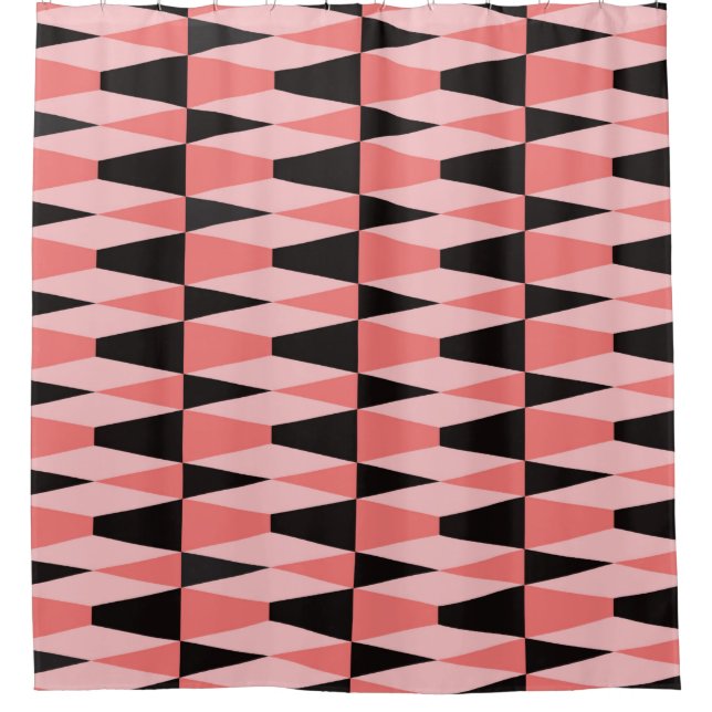 Bold geometric seamless tiled pattern in black, pi shower curtain (Front)