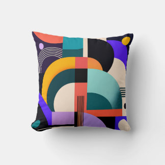 Bold Geometric Shapes and Colours Modern Design Cushion