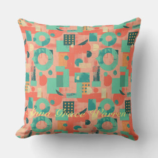 Bold Geometric Shapes With Accents Mint Aqua 2 Cushion