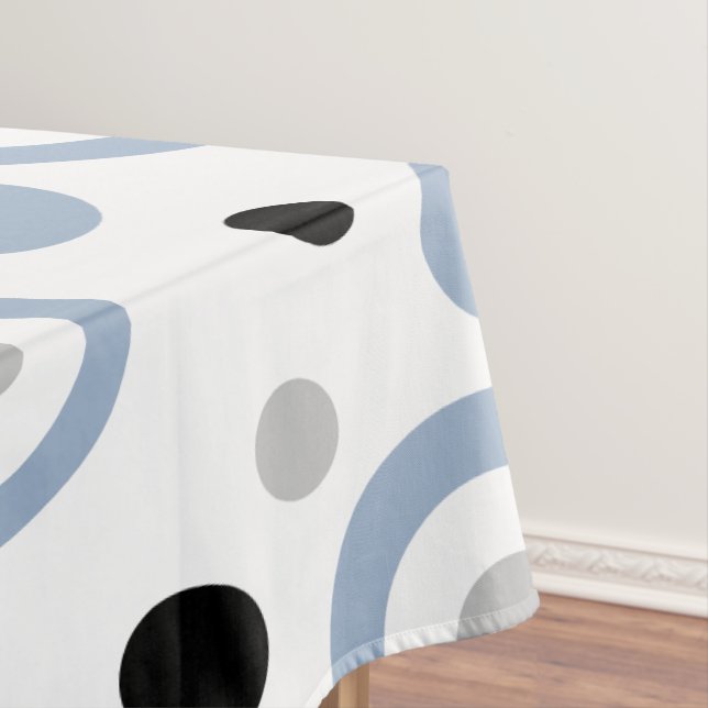 Bold Geometric Slate Blue Tablecloth (In Situ)