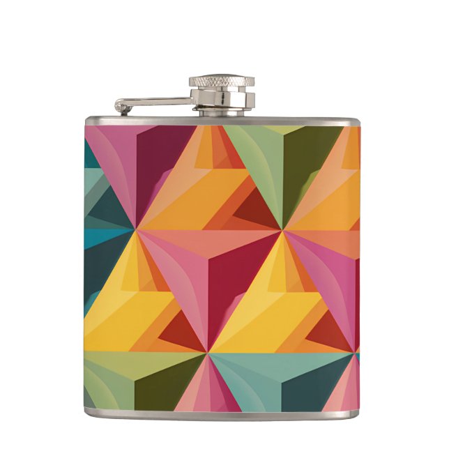 Bold Geometric Triangle Pattern  Hip Flask (Front)