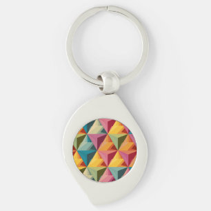 Bold Geometric Triangle Pattern  Key Ring