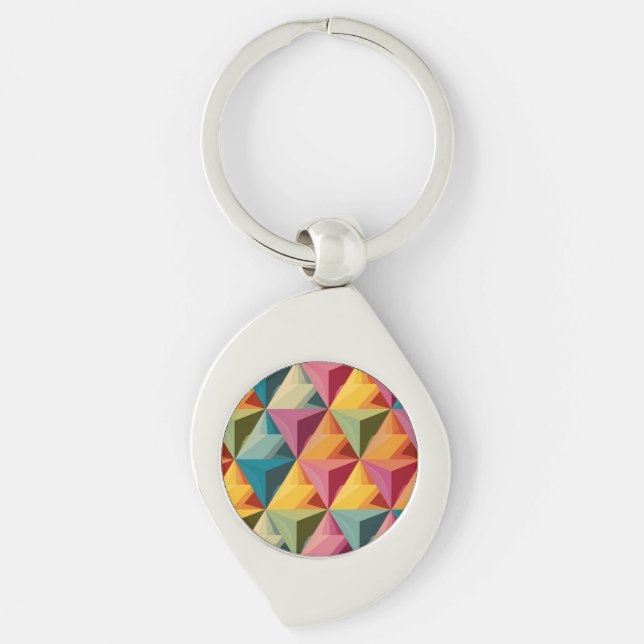 Bold Geometric Triangle Pattern  Key Ring (Front)