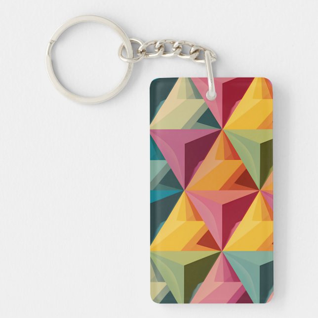 Bold Geometric Triangle Pattern  Key Ring (Front)
