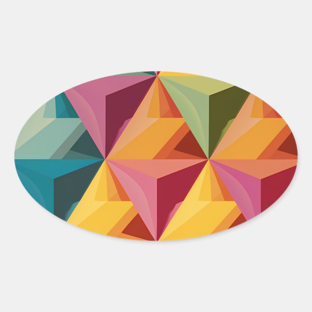 Bold Geometric Triangle Pattern  Oval Sticker (Front)