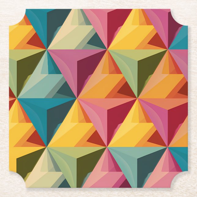 Bold Geometric Triangle Pattern  Paper Coaster (Front)