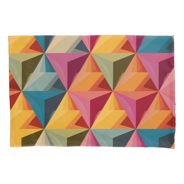 Bold Geometric Triangle Pattern  Pillowcase (Front)