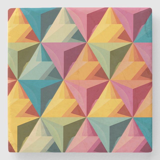 Bold Geometric Triangle Pattern  Stone Coaster (Front)