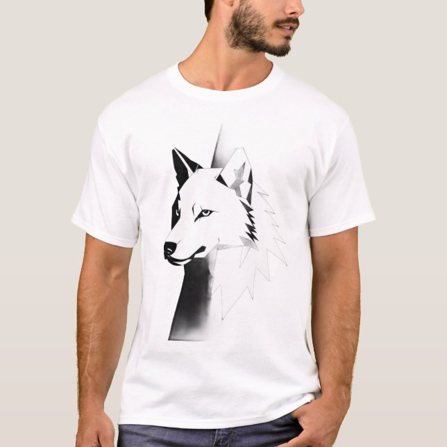 Bold Geometric Wolf Head Men's T-Shirt (Front)