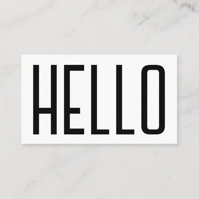 Bold giant Hello quote cover Business Card (Front)