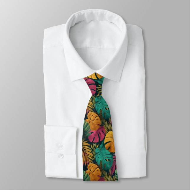Bold Gifts For Husband Tropical Floral Tie (Tied)