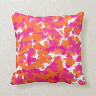 Bold Girly Hot Pink Fuchsia Orange Paint Splashes Cushion