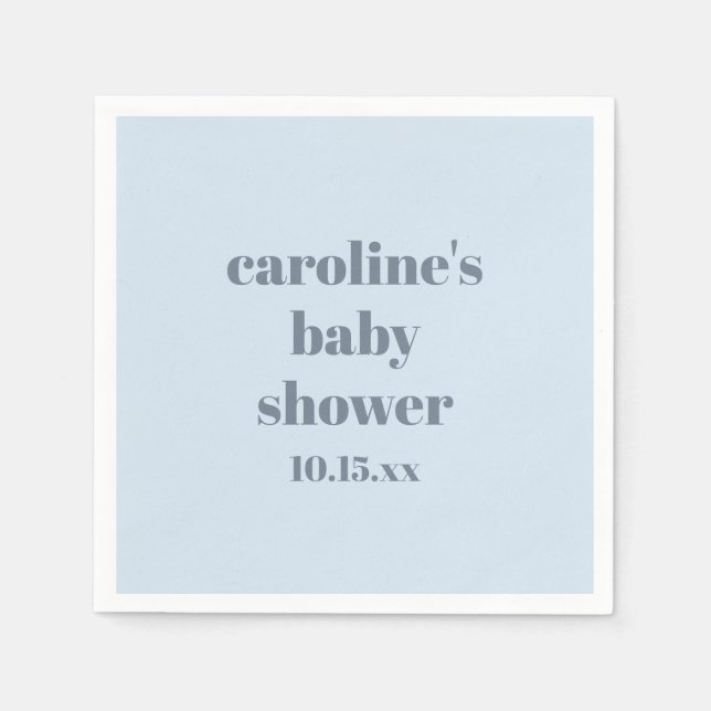 Bold Glacier Blue Modern Fun Custom Baby Shower Napkin (Front)