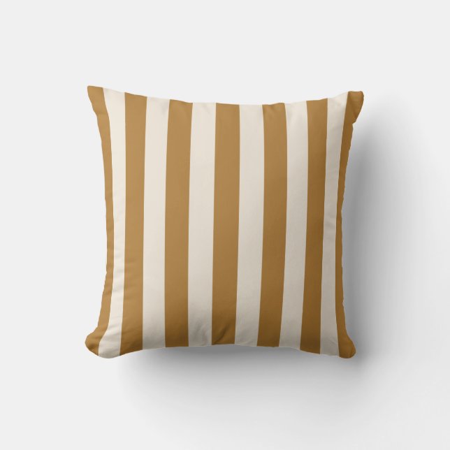 Bold Gold and Cream Stripe Cushion (Front)