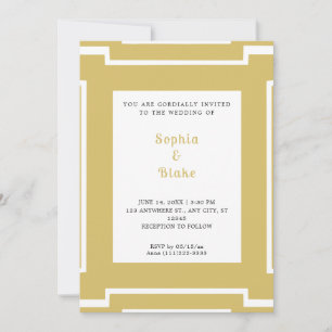 Bold Gold and White Art Deco Wedding Invitation