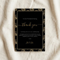 Bold gold fern leaf Wedding thank you Table Card