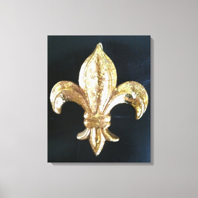 Bold Gold Fleur de lis print on black (Front)