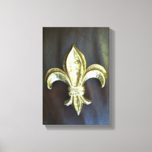 Bold Gold Fleur de lis print on black