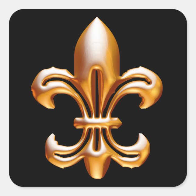 Bold Gold Fleur de Lis Square Sticker (Front)