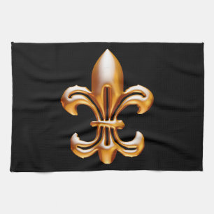 Bold Gold Fleur de Lis Tea Towel