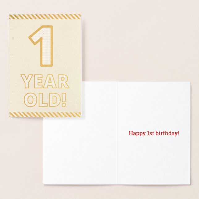 Bold, Gold Foil "1 YEAR OLD!" Birthday Card (Display)