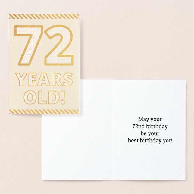 Bold, Gold Foil "72 YEARS OLD!" Birthday Card (Display)