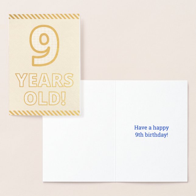 Bold, Gold Foil "9 YEARS OLD!" Birthday Card (Display)
