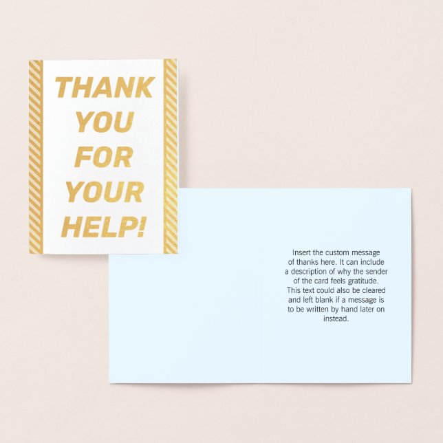 Bold Gold Foil "THANK YOU FOR YOUR HELP!" Card (Display)
