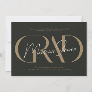 Bold Gold GRAD Graduation Party Invitation