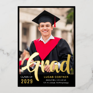 Bold Gold Graduation Announcement & Party Invite
