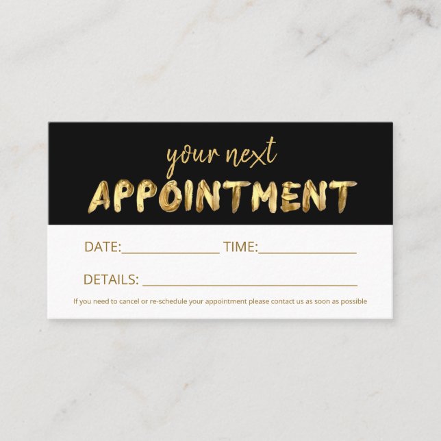 Bold Gold Hand Lettered Appointment Card (Front)