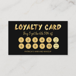 Bold Gold Makeup Artist Hair Salon 10 Loyalty Card