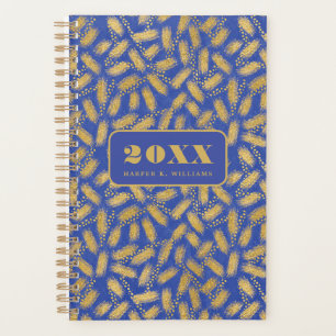 Bold Gold Pattern on Blue Background Planner