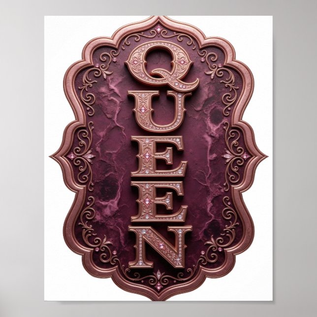 Bold Gold QUEEN Custom Design Poster (Front)