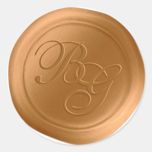 Bold Gold Script Double Monogram Wax Seal Stickers
