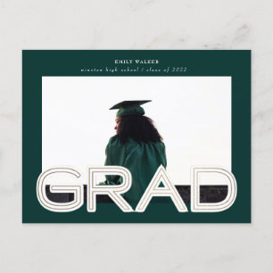 bold gold script graduation announcement photo postcard